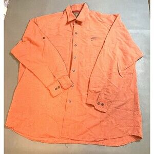 North River Mens Shirt Button Down Long Sleeve Orange Plaid Shirt Outdoor XL